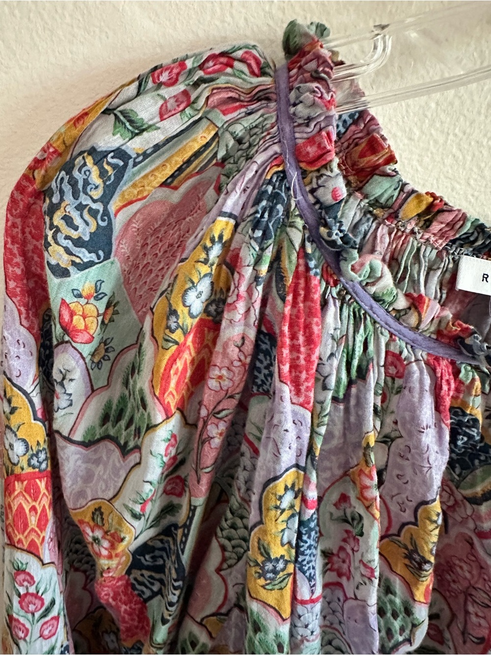 Rhode mix print patchwork long sleeve floral print blouse - Picture 4 of 7